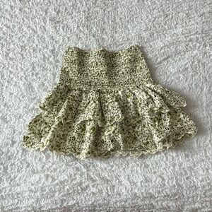 Zara Green and White Floral Skirt